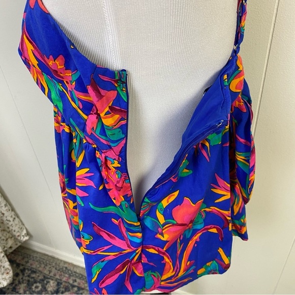 J. Crew Women’s SIZE 12 Tie Back Strappy Top Brilliant Blue Fushia Cotton - Picture 9 of 16